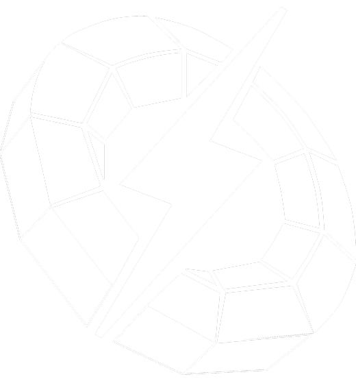 A stylized white gemstone outline with a bold lightning bolt diagonally crossing through its center, set against a light gray background.